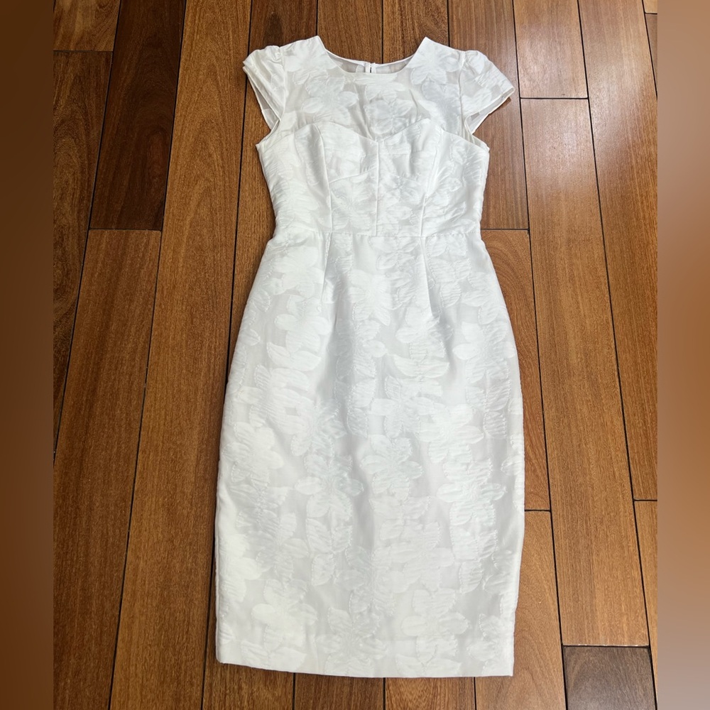Milly White Textured Midi Dress